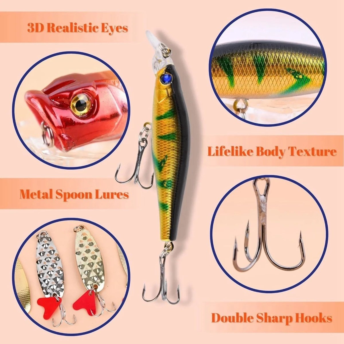 24-Day Fishing Advent Calendar with Baits and Tools
