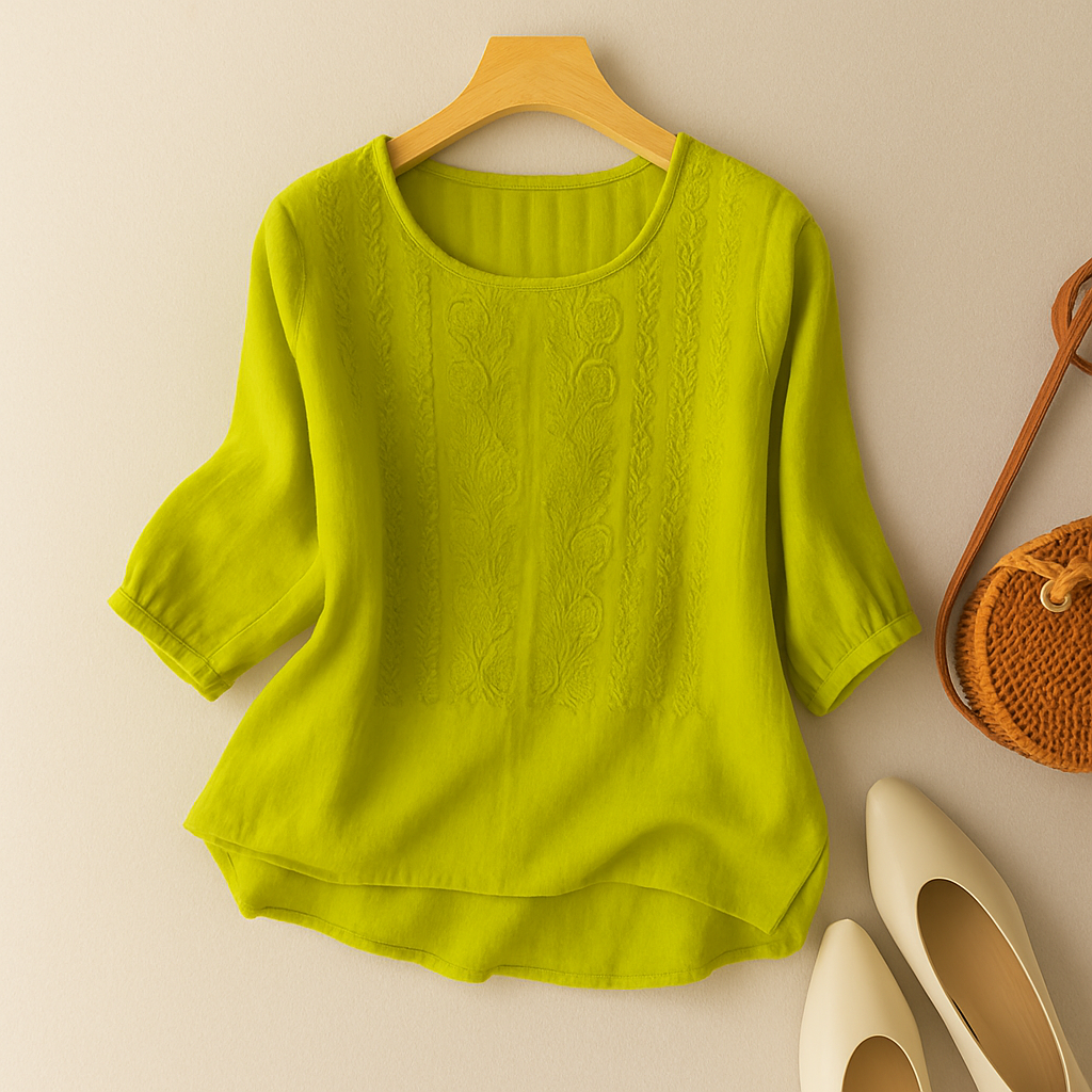 Image of Emily | Women's 3/4 Sleeve Embroidered Blouse