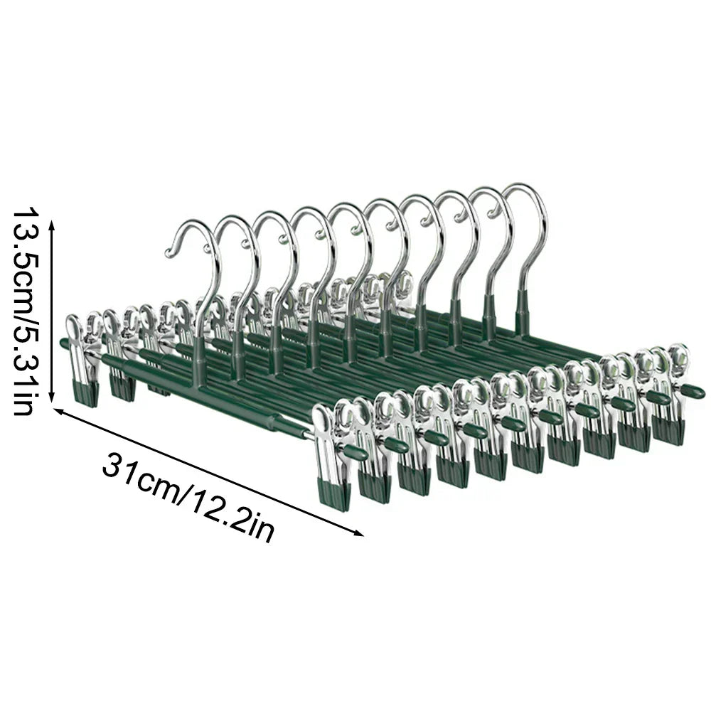 Adjustable Non-Slip Stainless Steel Hanger with Clips for Skirts, Pants & Underwear - Space-Saving & Mark-Free