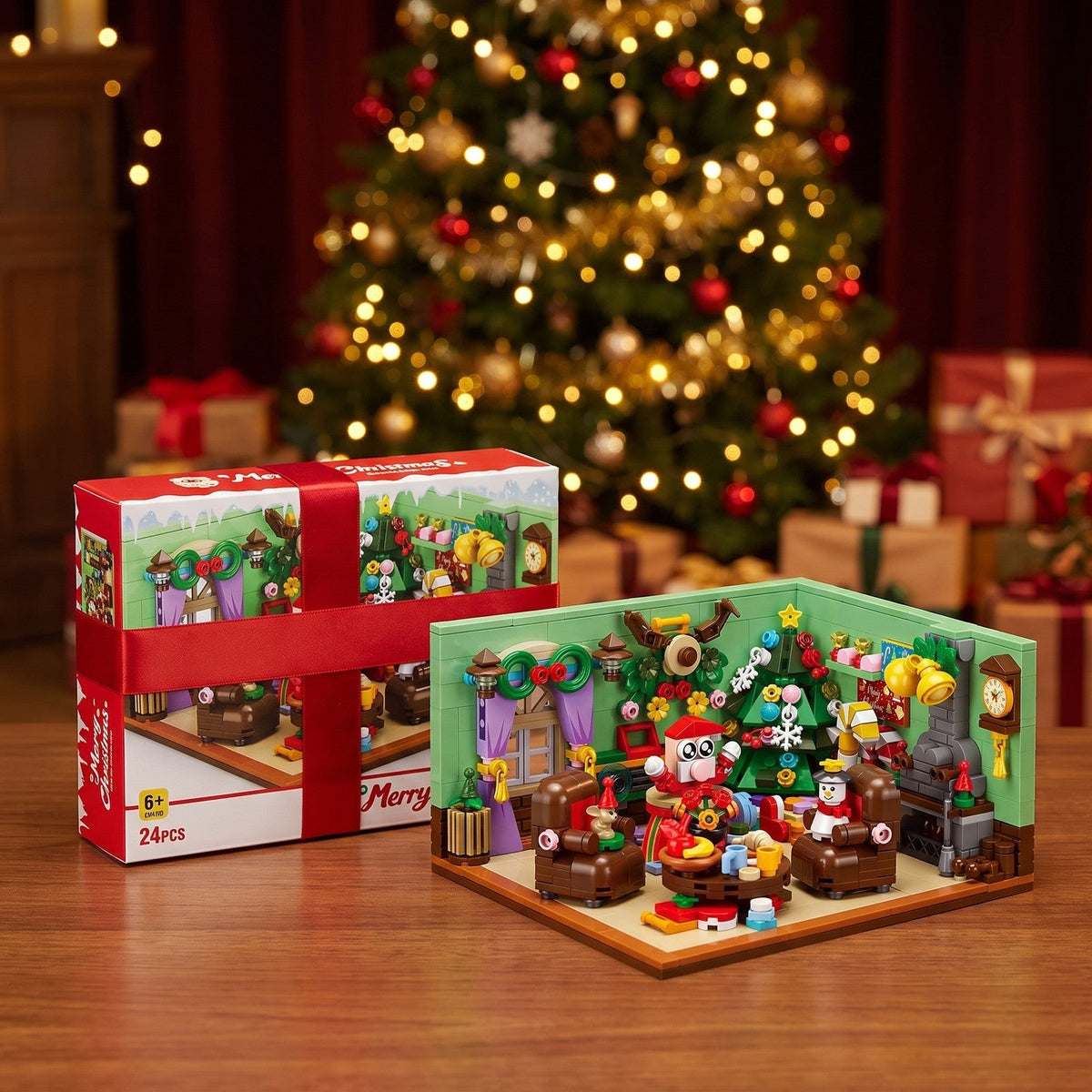 Christmas Living Room Advent Calendar, 669-Piece Brick Scene in 24 Boxes