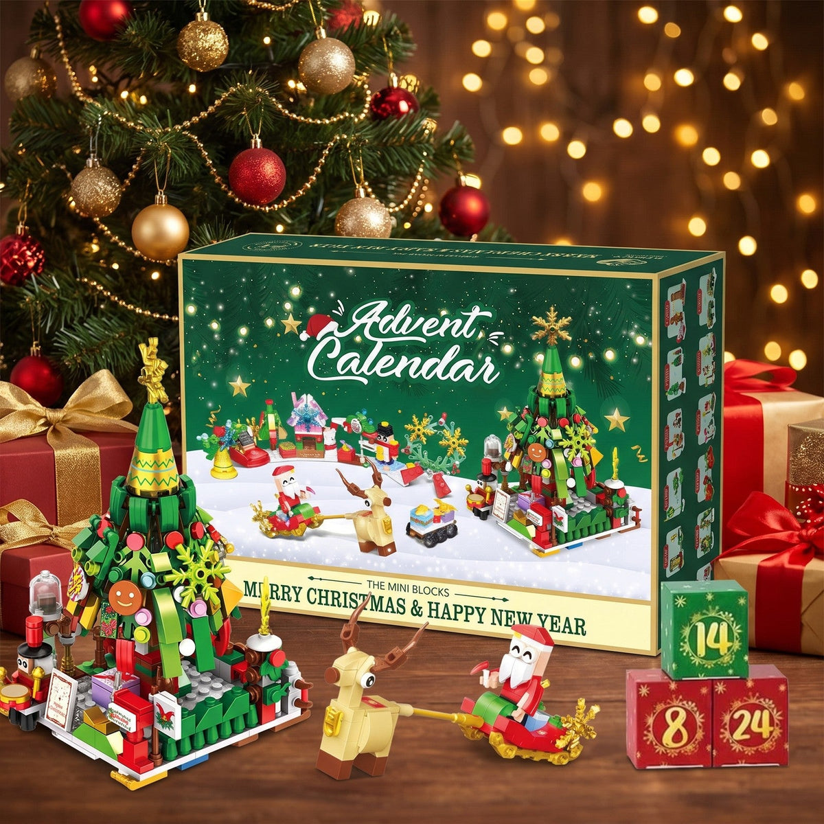 Christmas Tree and Santa's Sleigh Advent Calendar, Mini Brick Builds