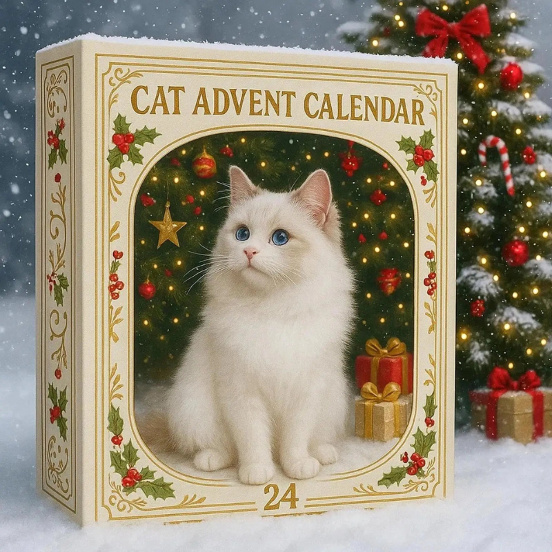 Christmas Tree-Shaped Cat Advent Calendar
