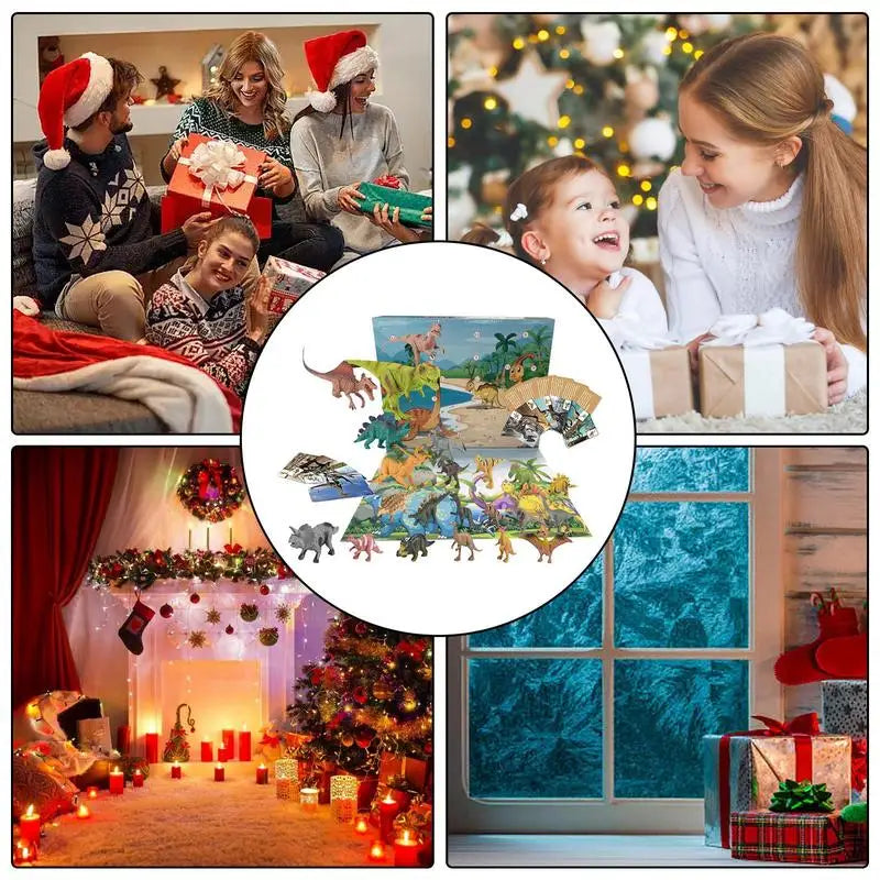 Dinosaur Christmas Advent Calendar for Kids – 24-Day Holiday Countdown with 3D PVC Figures