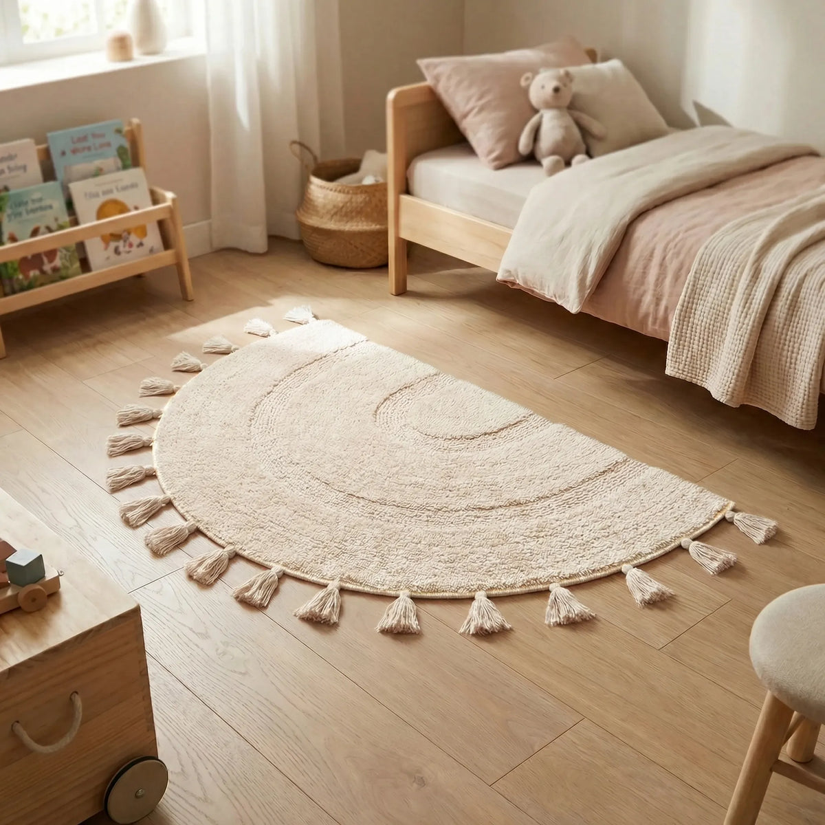 Half-Circle Fringed Rug
