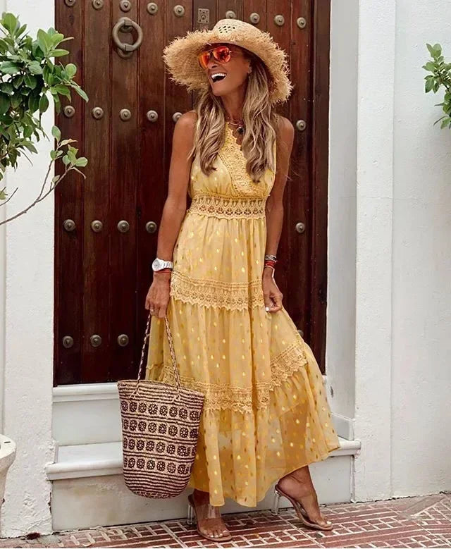 Image of Lena | Women's Sleeveless A-Line Maxi Dress