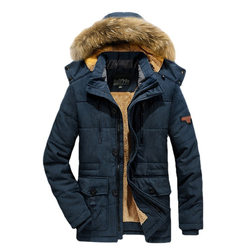 Men's Arctic Utility Parka with Full Fleece Lining, Two-Way Zip and Detachable Fur Hood