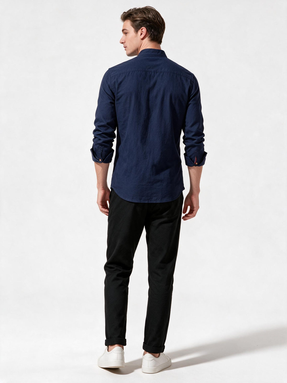 Men's Long-Sleeve Stand-Up Collar Shirt