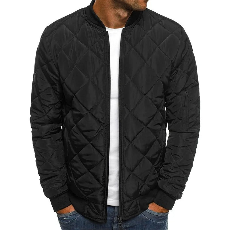 Men's Quilted Bomber Jacket - Lightly Padded & Windproof