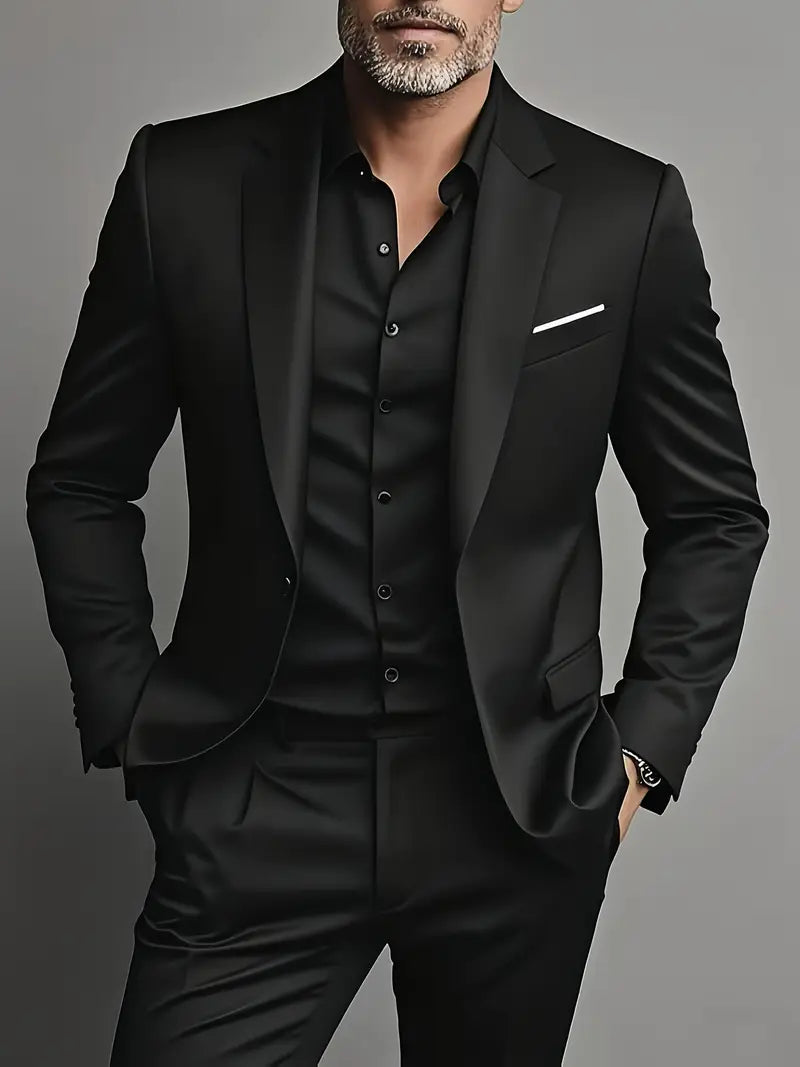 Men's Slim Fit Two-Piece Suit for Business & Evening Events