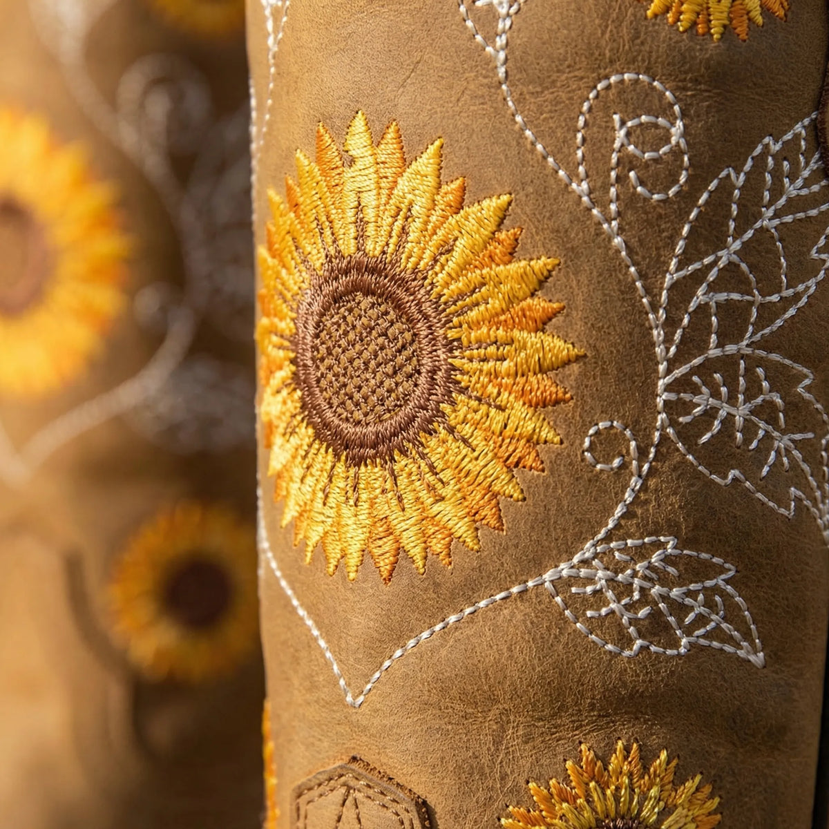 Sunflower Embroidered Western Cowboy Boots