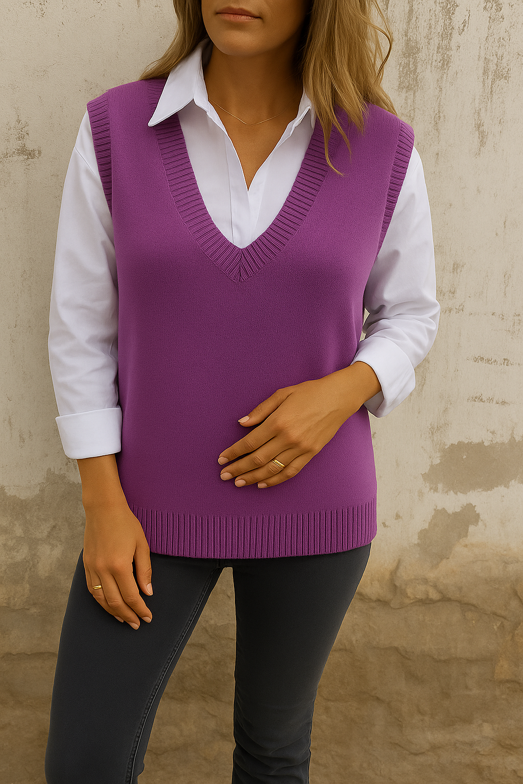 Women's Longline V-Neck Sweater