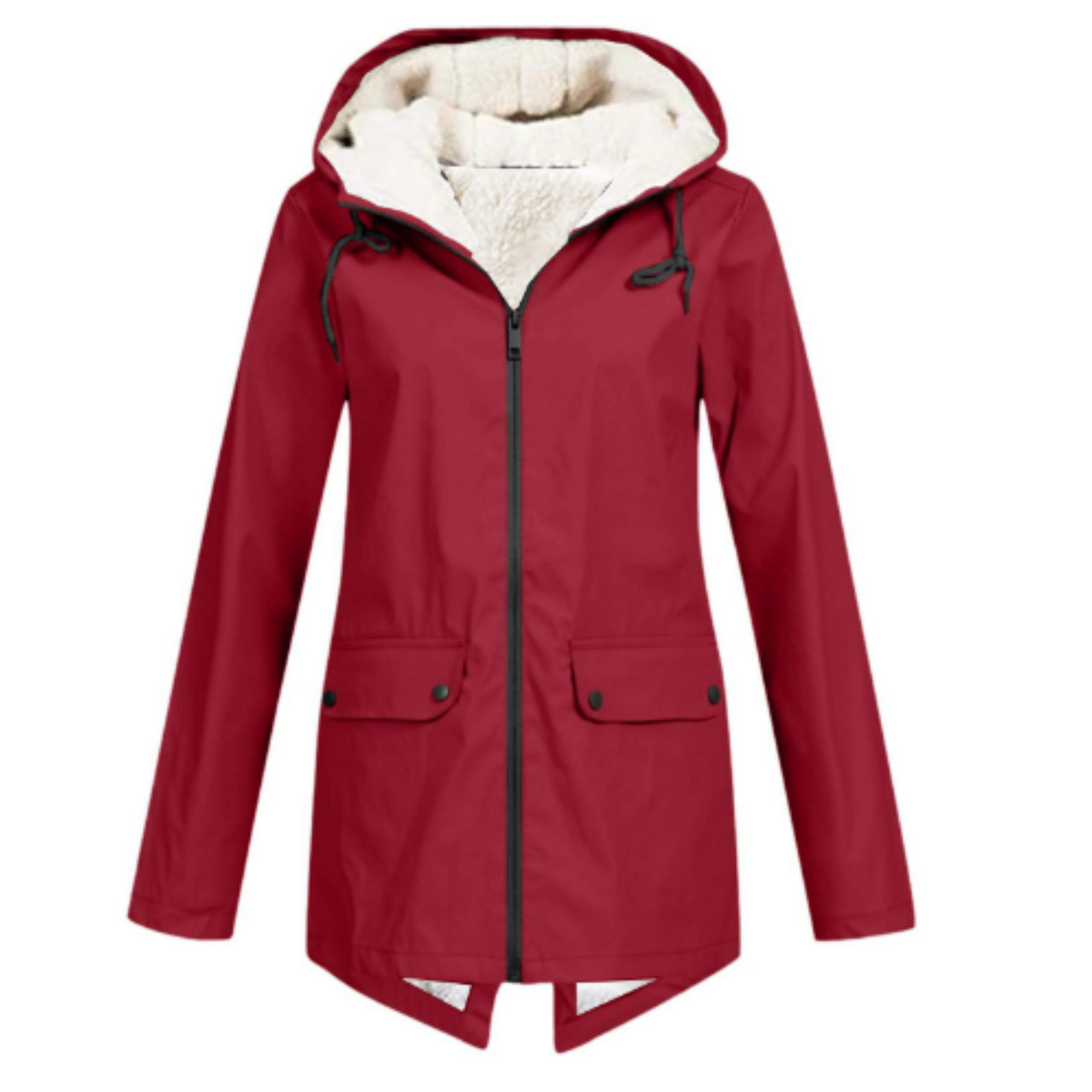 Women's Water-Repellent Hooded Jacket with Sherpa Lining