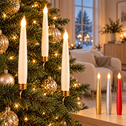 10-Pack Wireless LED Christmas Tree Candles with Remote Control & Clips – Fits Most Candle Holders
