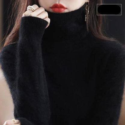 100% Pure Cashmere High-Neck Sweater for Autumn and Winter