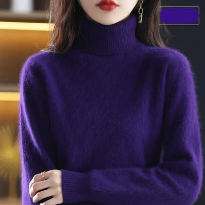 100% Pure Cashmere High-Neck Sweater for Autumn and Winter