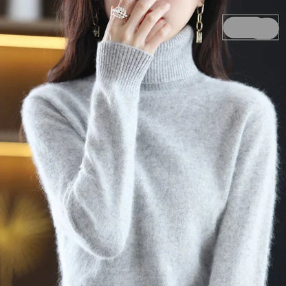 100% Pure Cashmere High-Neck Sweater for Autumn and Winter