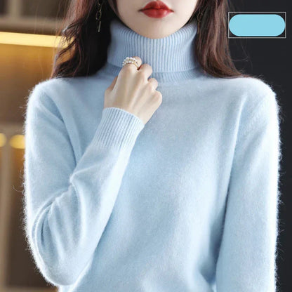 100% Pure Cashmere High-Neck Sweater for Autumn and Winter