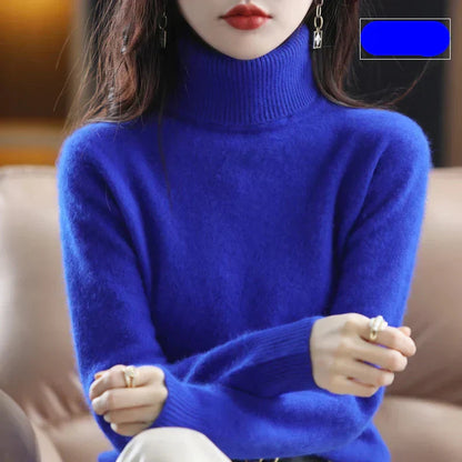 100% Pure Cashmere High-Neck Sweater for Autumn and Winter