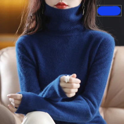 100% Pure Cashmere High-Neck Sweater for Autumn and Winter