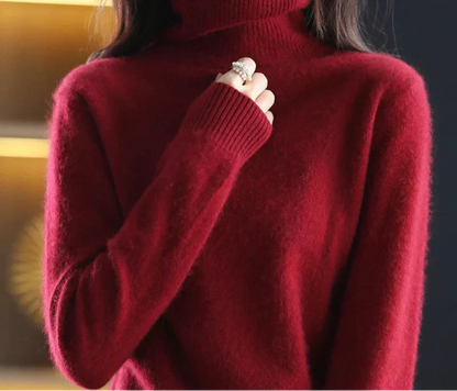 100% Pure Cashmere High-Neck Sweater for Autumn and Winter