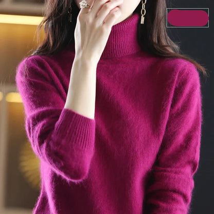 100% Pure Cashmere High-Neck Sweater for Autumn and Winter