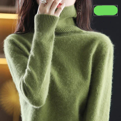 100% Pure Cashmere High-Neck Sweater for Autumn and Winter