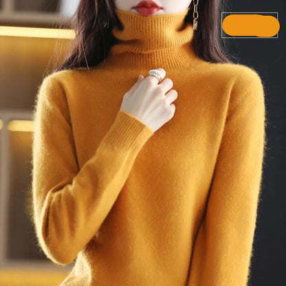 100% Pure Cashmere High-Neck Sweater for Autumn and Winter