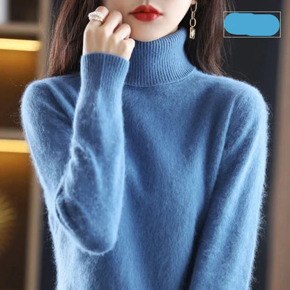 100% Pure Cashmere High-Neck Sweater for Autumn and Winter