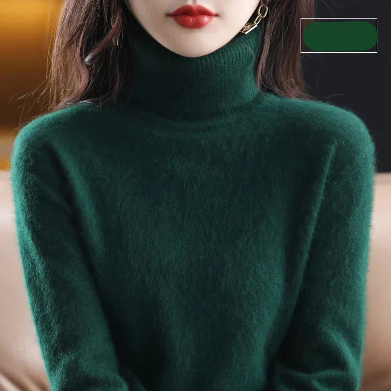 100% Pure Cashmere High-Neck Sweater for Autumn and Winter