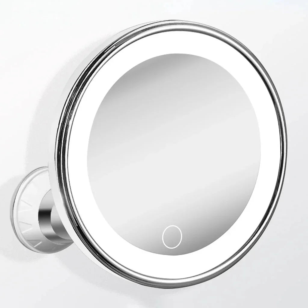 10X Magnifying LED Light Makeup Mirror with Suction Cup and 360° Rotation