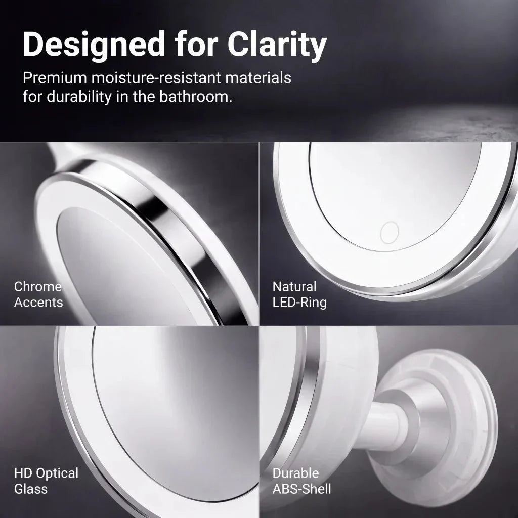 10X Magnifying LED Light Makeup Mirror with Suction Cup and 360° Rotation