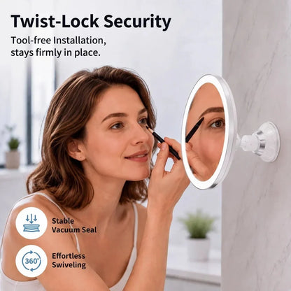 10X Magnifying LED Light Makeup Mirror with Suction Cup and 360° Rotation