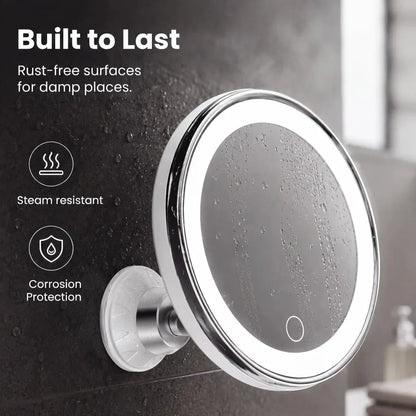 10X Magnifying LED Light Makeup Mirror with Suction Cup and 360° Rotation