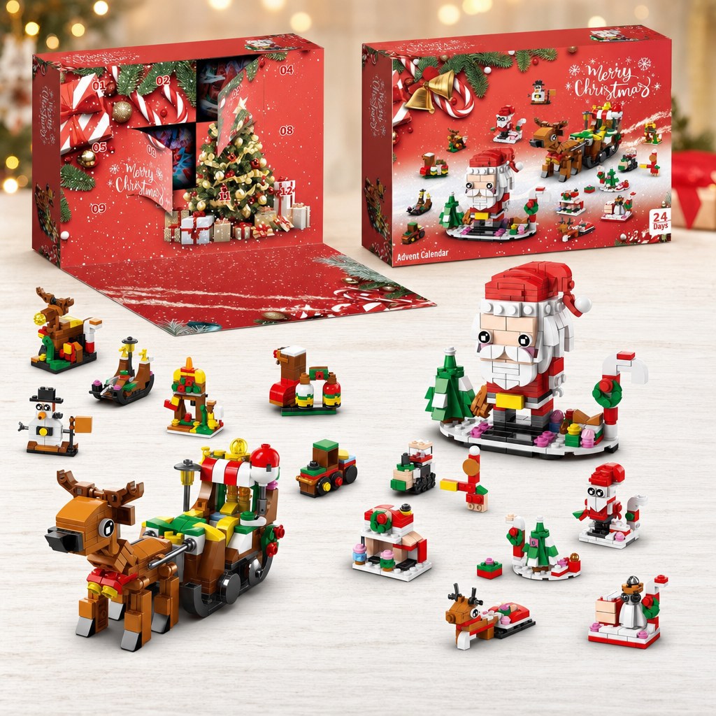 12-Day Christmas Brick Advent Calendar, 14 Builds, 6 in 1, 8 Designs