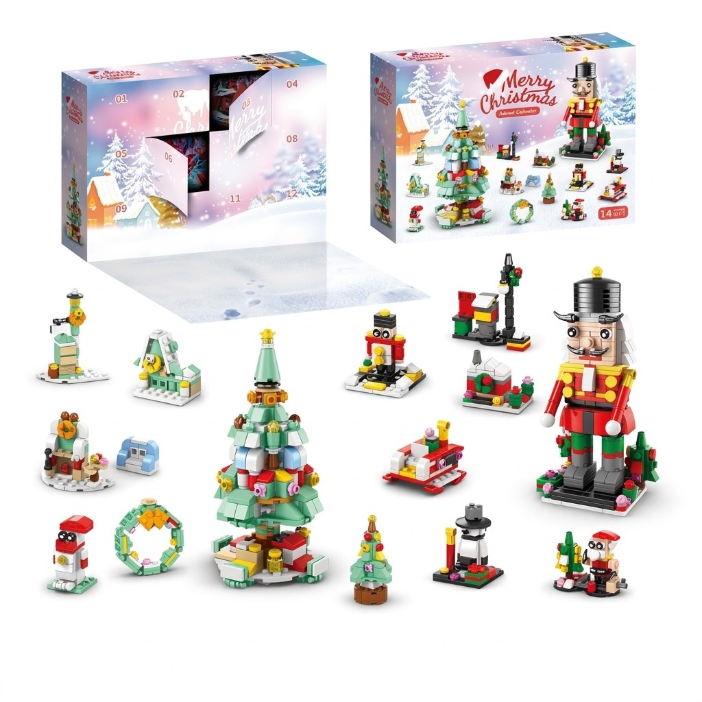 12-Day Christmas Brick Advent Calendar, 14 Builds, 6 in 1, 8 Designs