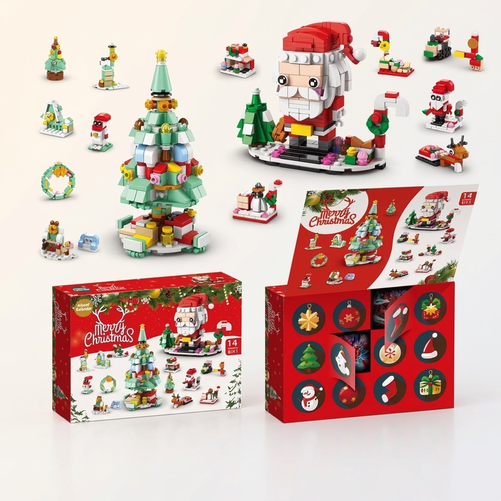 12-Day Christmas Brick Advent Calendar, 14 Builds, 6 in 1, 8 Designs