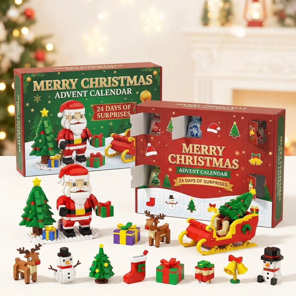 12-Day Christmas Brick Advent Calendar, 14 Builds, 6 in 1, 8 Designs
