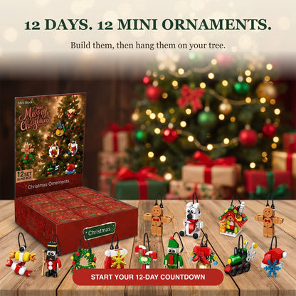 12-Day Christmas Mini Brick Ornament Countdown, Blind Box Set