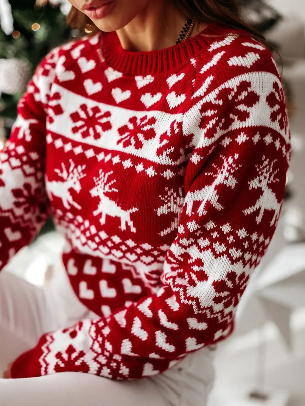 Reese | Women's Fitted Christmas Crewneck Sweater - Image 3