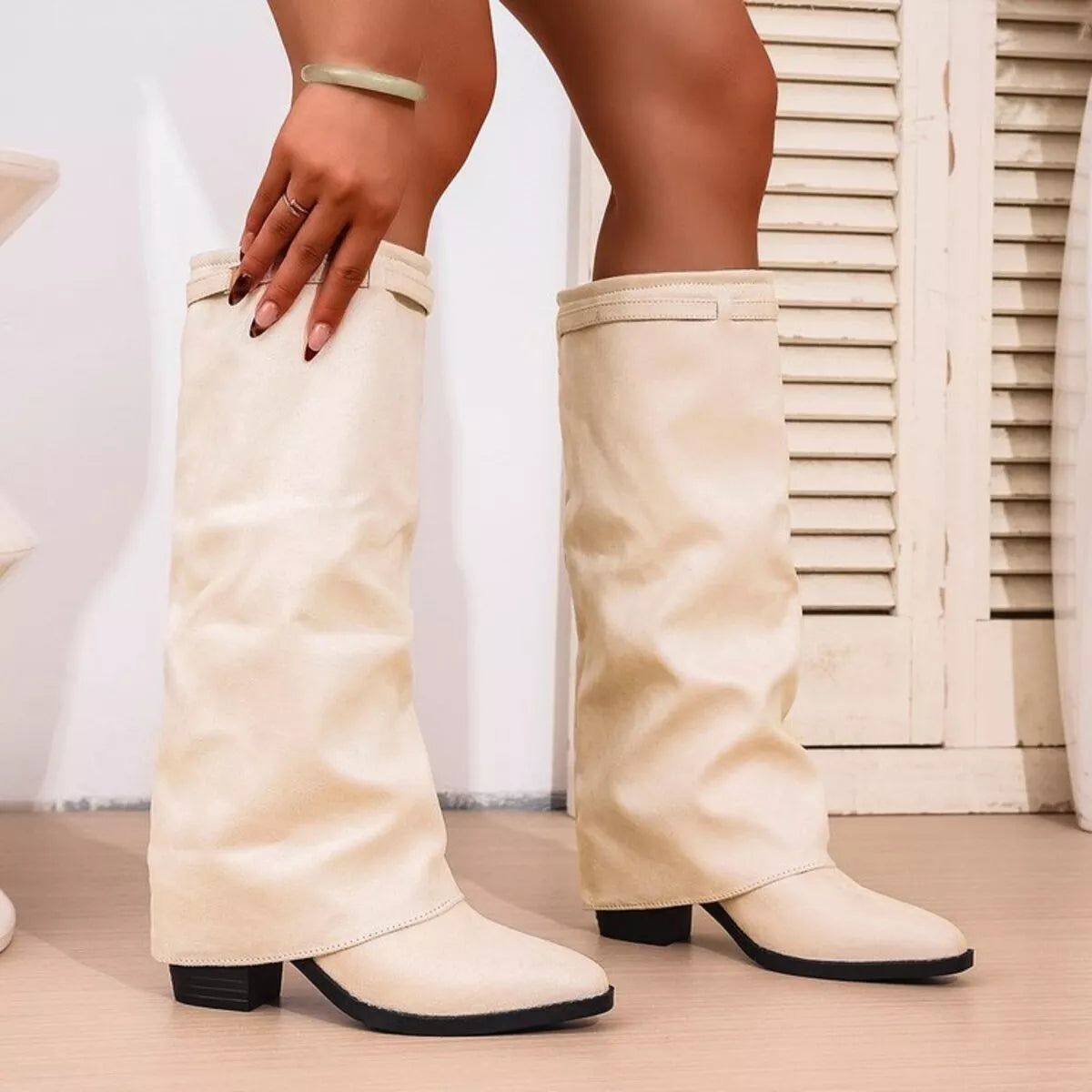 Shannon | Women's Knee High Slouch Pointed Toe Boots - Image 1