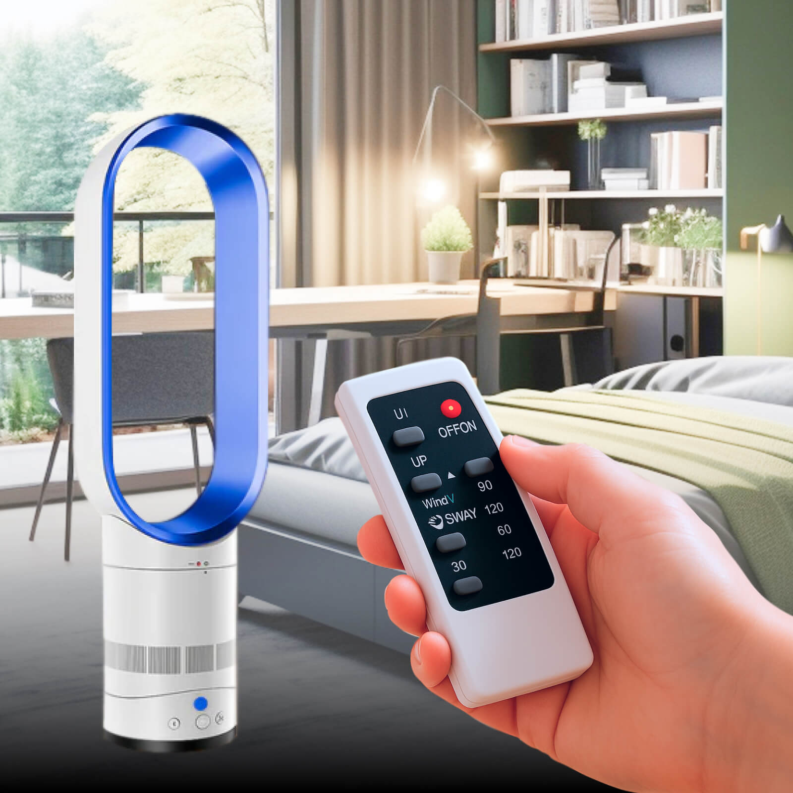 16 Inch Bladeless Fan with Remote – Safe & Sleek Design