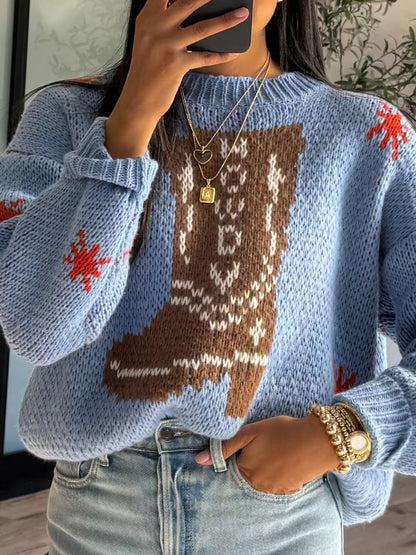 Linda | Women's Oversized Crew Neck Graphic Sweater - Image 4