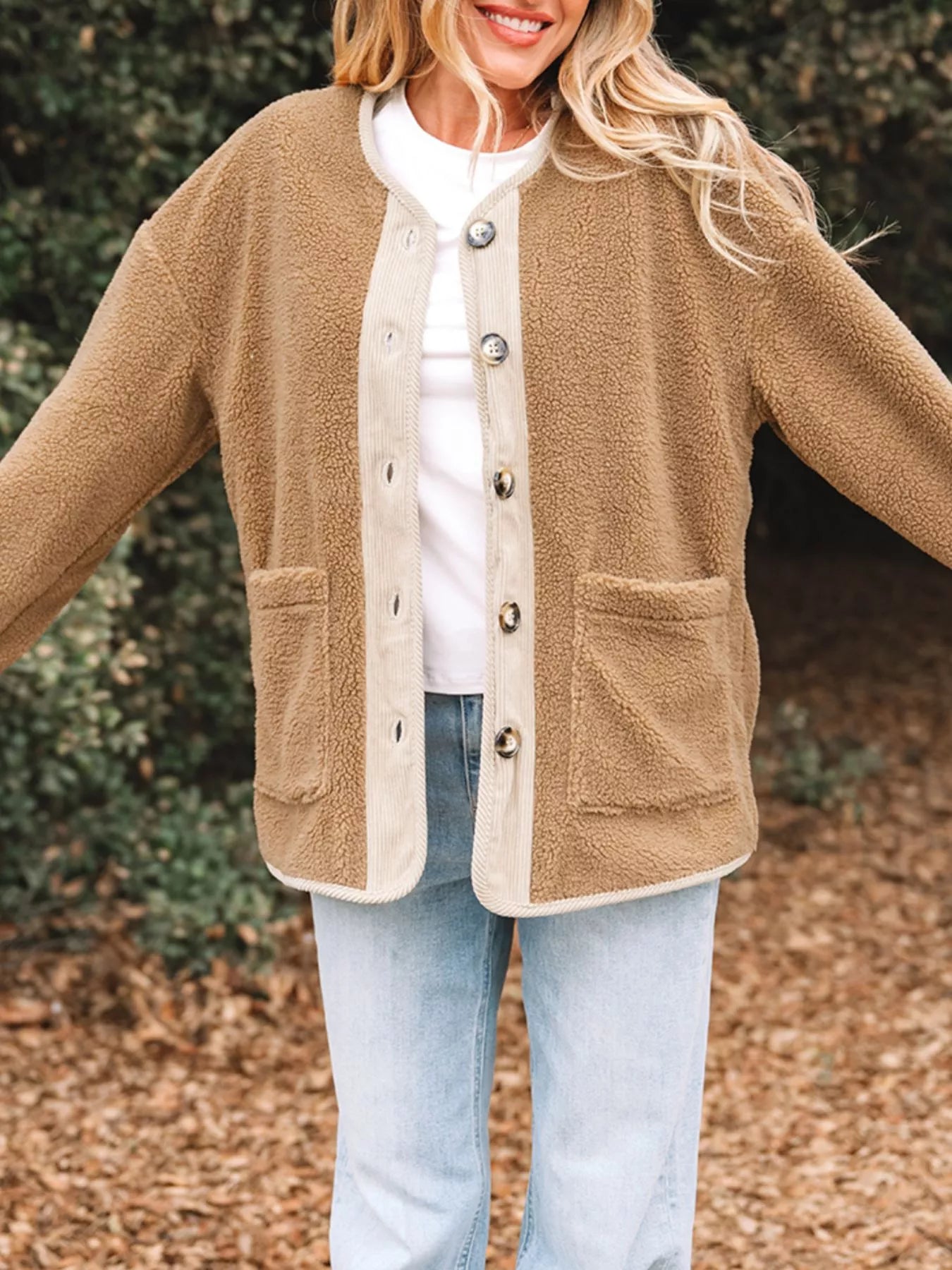 Leanne | Women's Button-Front Sherpa Jacket - Image 5
