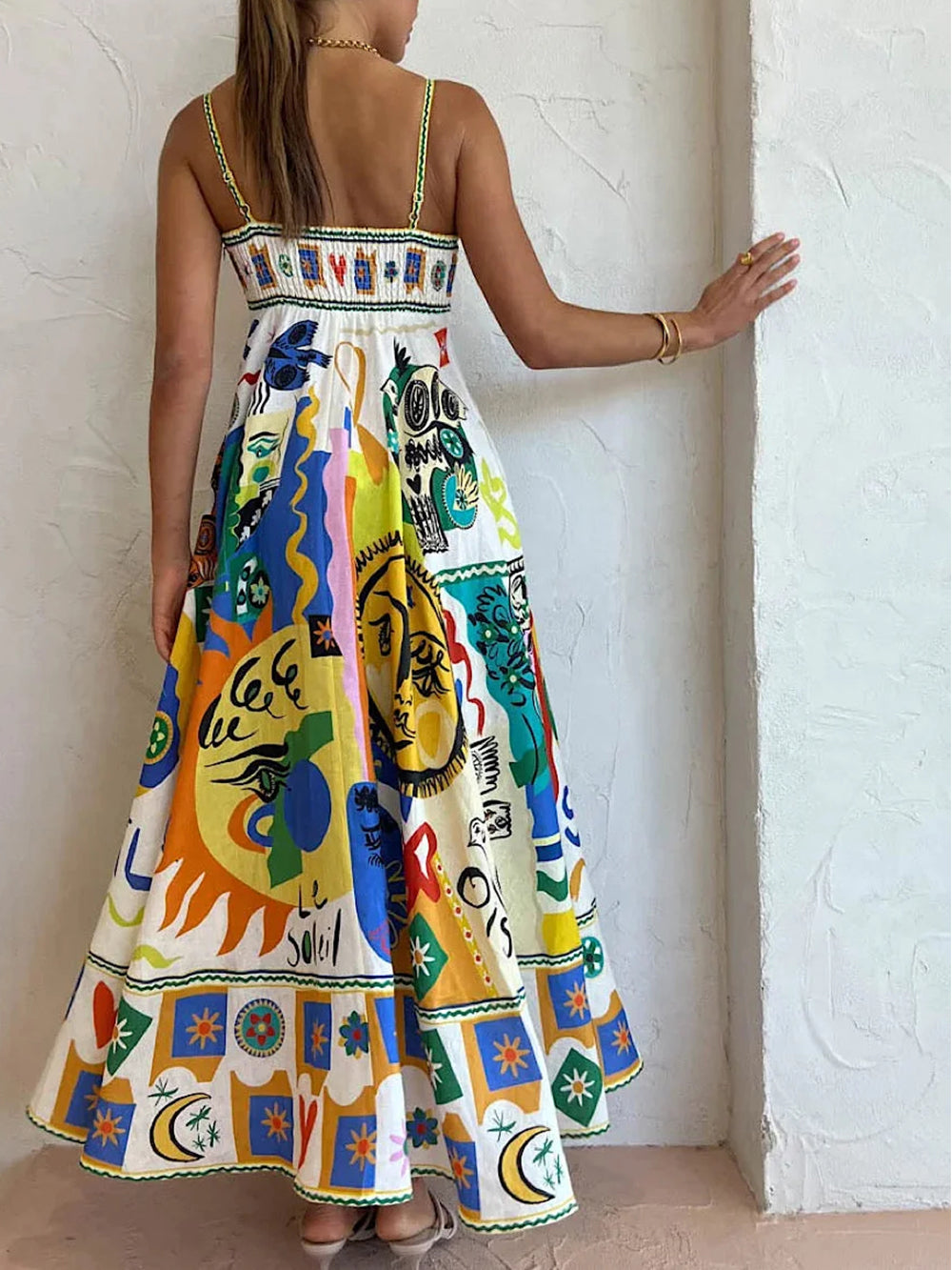 Adrienne | Chic Geometric Graffiti Prints Slip Dress - Effortlessly Stylish - Image 6