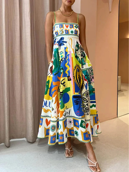 Adrienne | Chic Geometric Graffiti Prints Slip Dress - Effortlessly Stylish - Image 1