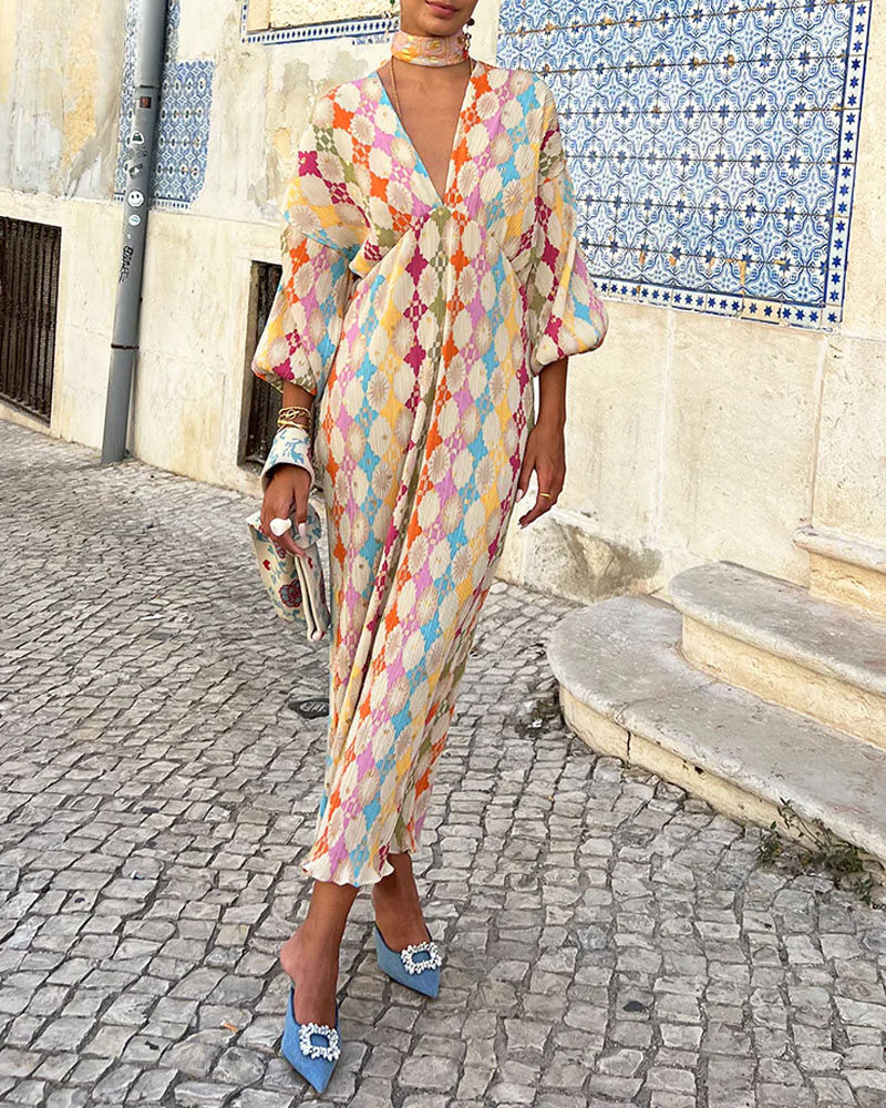 Chelsea | Vibrant Maxi Dress with Puff Sleeves - Image 1