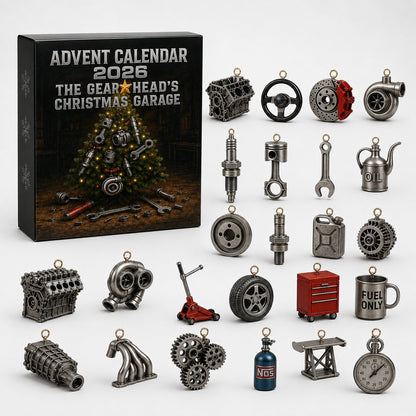 2026 Car Parts Advent Calendar - 24-Day Garage-Themed Countdown with Tools and Workshop Designs