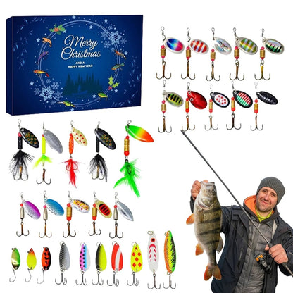 24-Day Fishing Advent Calendar with Baits and Tools