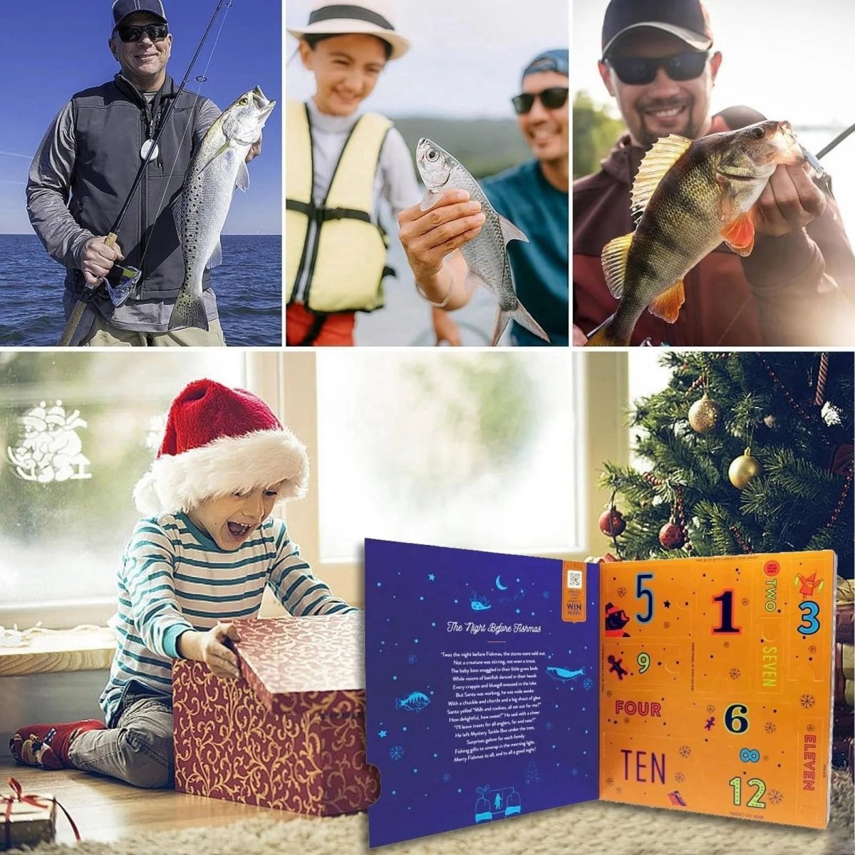 24-Day Fishing Advent Calendar with Baits and Tools