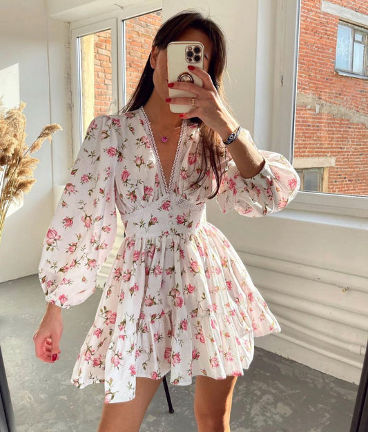 Pamela | Elegant Summer Dress with Ruffles and V-Neck - Image 1